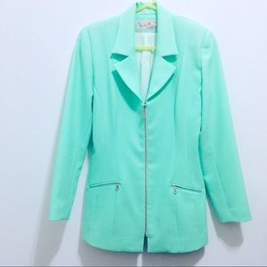 Tony M Women’s Business Hourglass Sharp Shoulder Blazer with Zipper